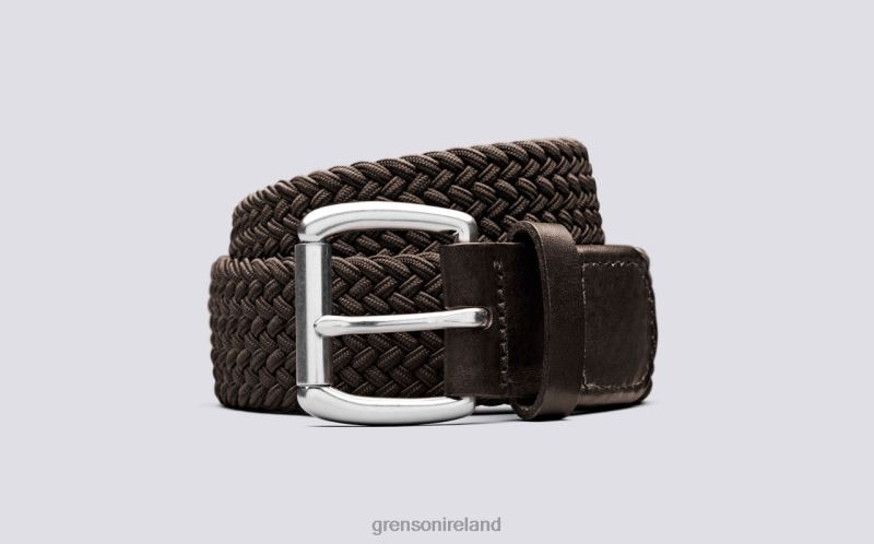 WOVEN BELT Unisex Grenson TLJJ8521 Dark Brown Accessories