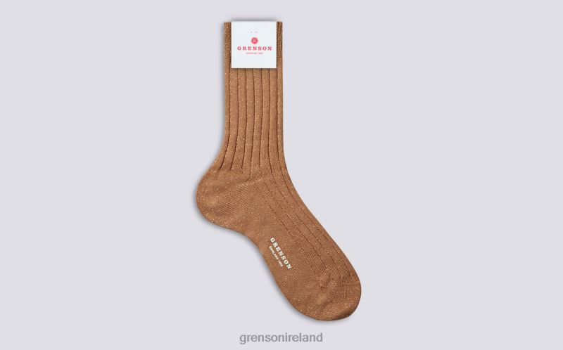 GLITTER RIB SOCK Women Grenson TLJJ8471 Honey Accessories
