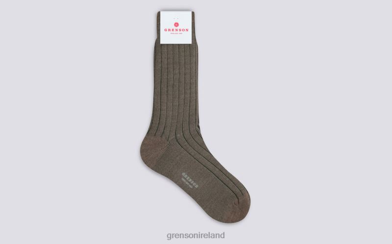 PLAIN RIB SOCK Men Grenson TLJJ8455 Beige Accessories