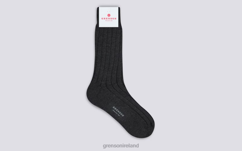 PLAIN RIB SOCK Men Grenson TLJJ8456 Grey Accessories