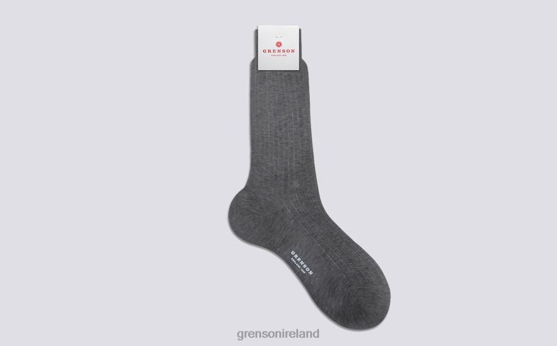 PLAIN RIB SOCK Men Grenson TLJJ8457 Grey Accessories