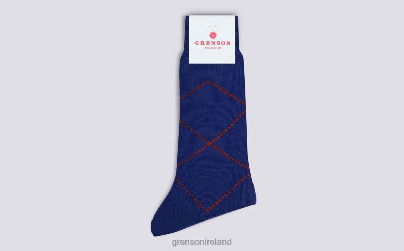 SIMPLE ARGYLE SOCK Men Grenson TLJJ8462 Blue Accessories
