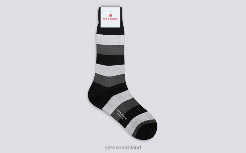 WIDE STRIPE SOCK Men Grenson TLJJ8485 Black Accessories