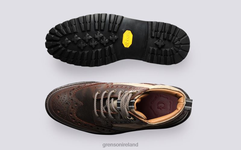 FRED TECH Men Grenson TLJJ829 Brown Boots