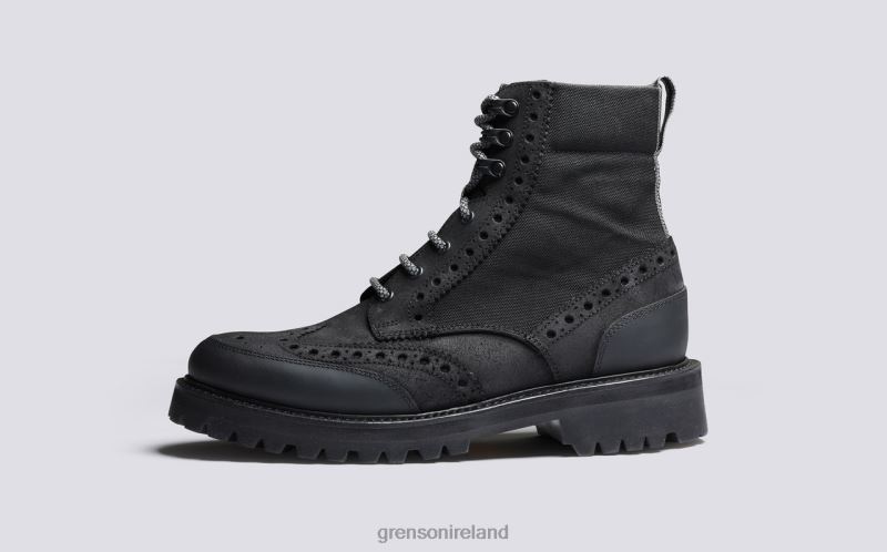FRED TECH Men Grenson TLJJ89 Black Boots