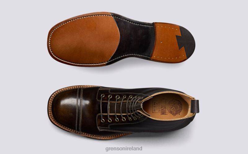 SHOE 9 Men Grenson TLJJ840 Pickled Walnut Boots