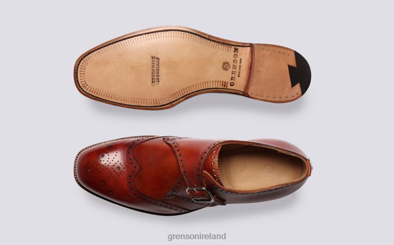 SHREWSBURY Men Grenson TLJJ8124 Cognac Brogues Shoes