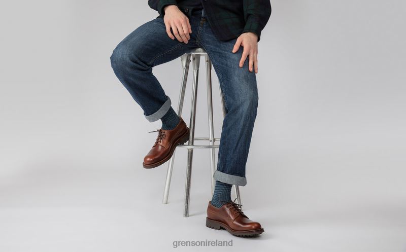 VICTOR Men Grenson TLJJ8155 Dark Brown Derby Shoes