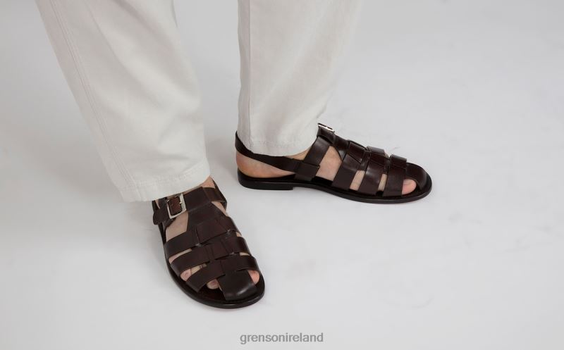 QUINCY Men Grenson TLJJ8222 Dark Brown Sandals