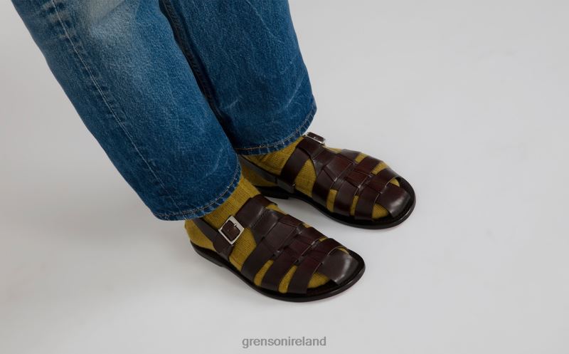 QUINCY Men Grenson TLJJ8222 Dark Brown Sandals