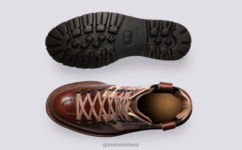 NANETTE X KITTEN GRAYSON Women Grenson TLJJ8286 Brown Floral Boots