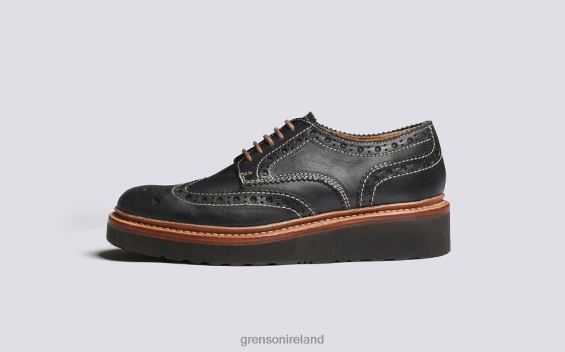 AVA Women Grenson TLJJ8331 Black Brogues Shoes