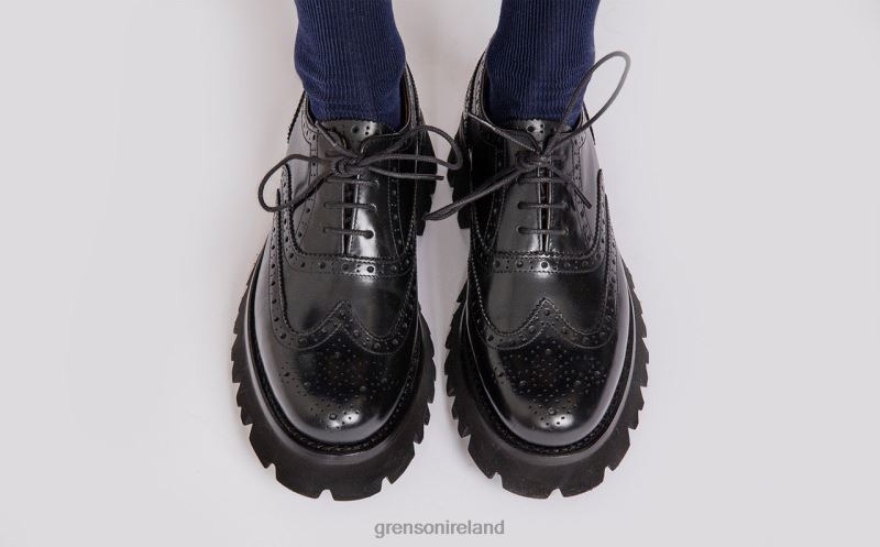 ROSE Women Grenson TLJJ8334 Black Brogues Shoes
