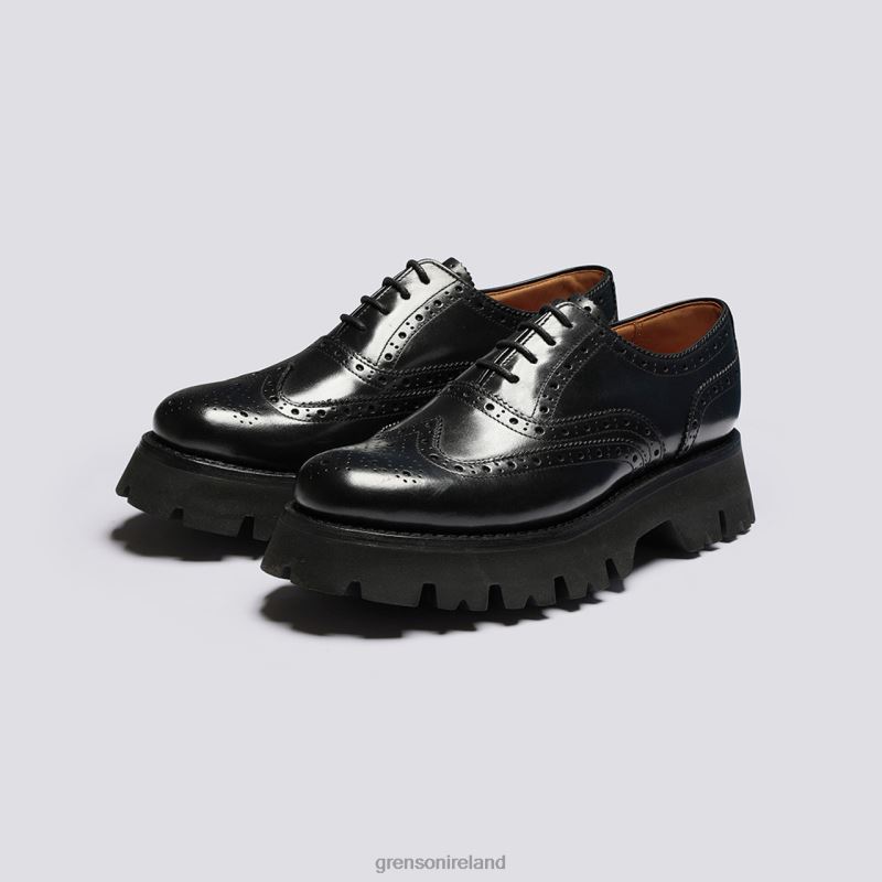 ROSE Women Grenson TLJJ8334 Black Brogues Shoes
