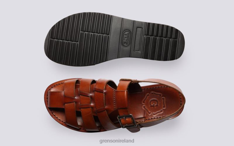 QUEENIE Women Grenson TLJJ8384 Tan Handpainted Sandals